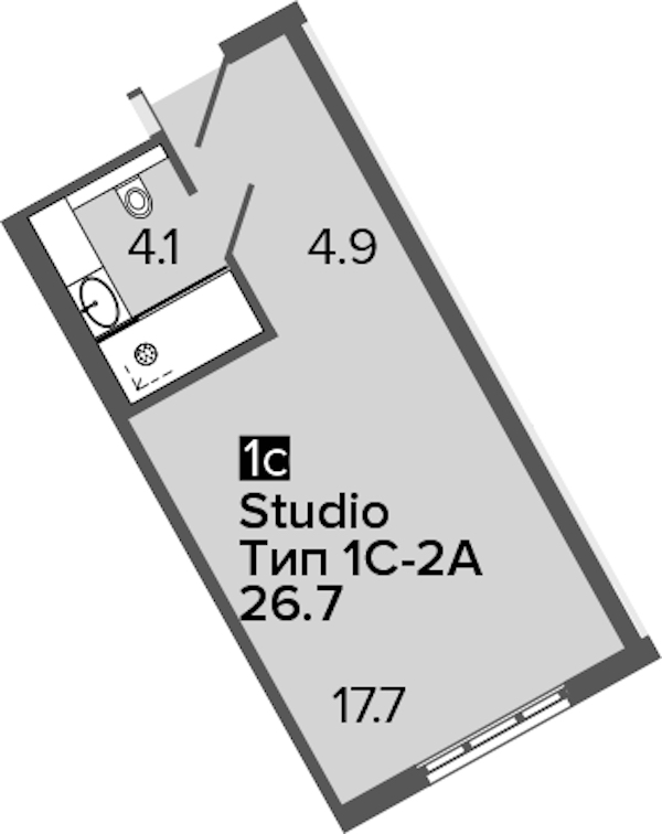 Квартира студия 26.7 м², 5/16 эт., Апарт-отель «ARTSTUDIO M103»